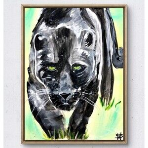 WS original stealth panther painting 14X11 canvas acrylic abstract modern art
